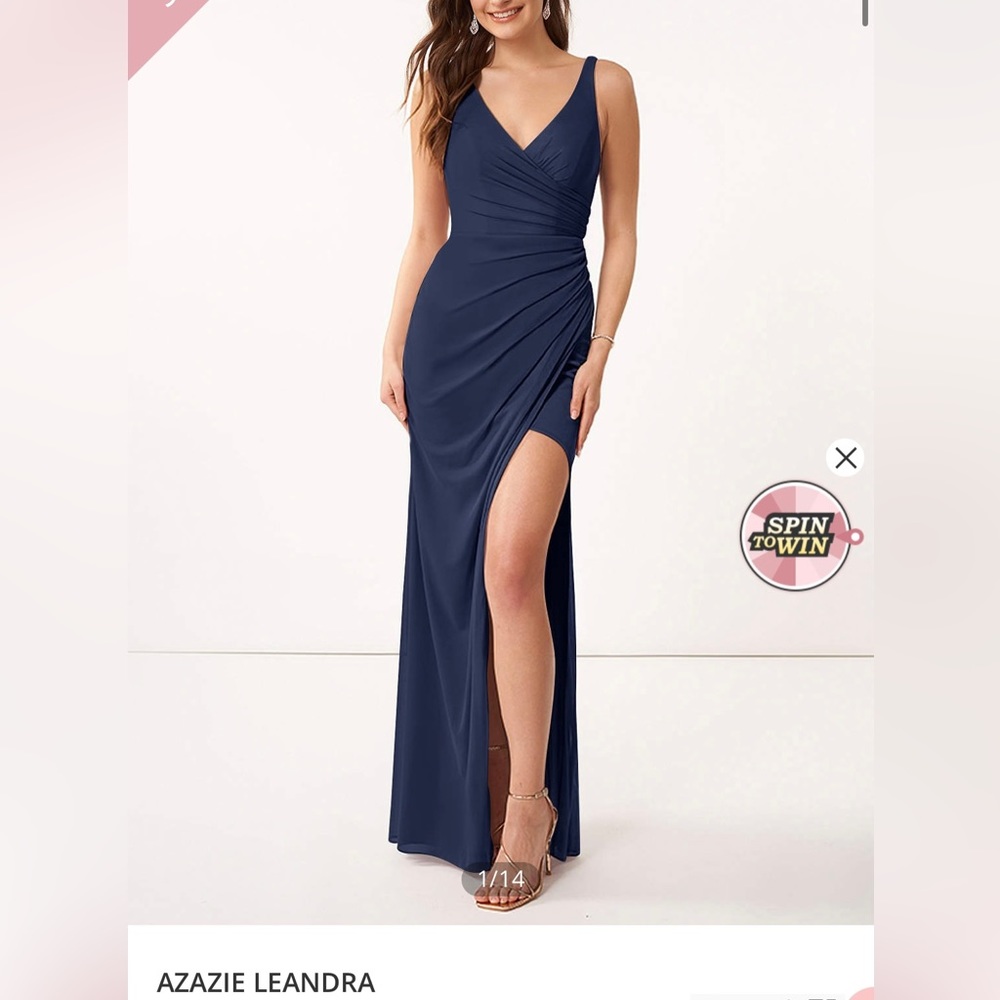 Azazie Leandra dark navy bridesmaids dress